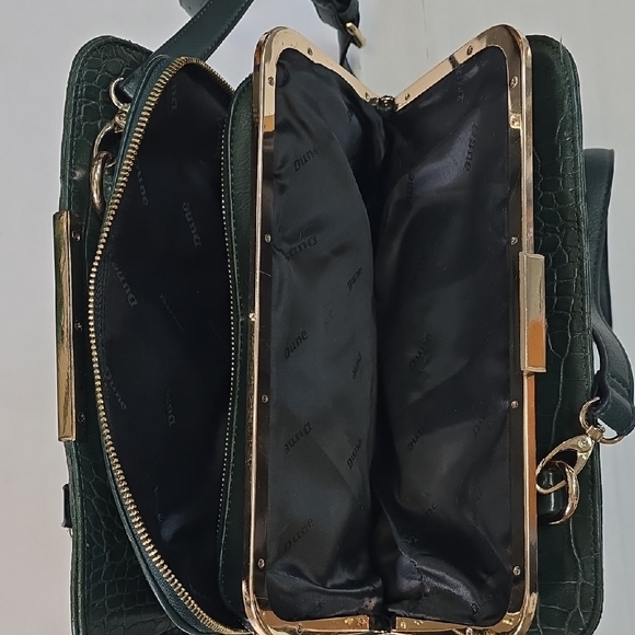 Dune London Dark Green Croc-Embossed Purse And Pouch - Picture 3 of 8
